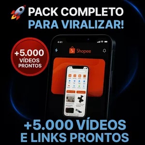 Imagem de capa para o Curso online Super Pack com  mais de 5mil Vídeos Virais para Afiliados Shopee