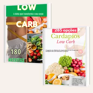 Imagem de capa para o Ebook Transforme seu corpo com a Dieta Low Carb com 180 receitas e 285 cardápios 