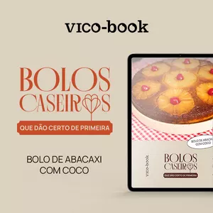 Imagem de capa para o Curso online Vico-Book Bolo Caseiro que Dá Certo de Primeira - Bolo de abacaxi com coco