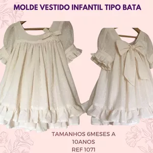 Imagem de capa para o Ebook molde vestido infantil tipo bata 6meses a 10 anos