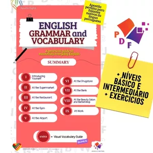 Imagem de capa para o Ebook Apostila English Grammar and Vocabulary – A Practical Guide to Mastering Everyday English (Inglês para Brasileiros - Níveis Básico/Iniciante e Intermediário))
