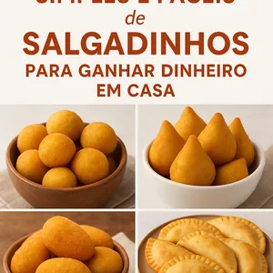 Imagem de capa para o Ebook 20 receitas de salgadinhos simples e fáceis para aumentar a renda familiar