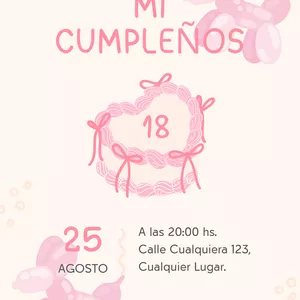 Imagen de portada para Ebook Plantilla de Invitación de Cumpleaños, editable y descargable, estilo "Pinky Cute"