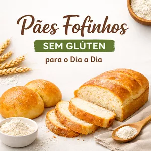 Imagem de capa para o Ebook Pães Fofinhos Sem Glúten para o Dia a Dia