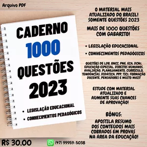 Imagem de capa para o Ebook CADERNO 1.000 QUESTÕES 2023 - EDUCAÇÃO