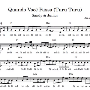Imagem de capa para o Ebook Quando Você Passa (Turu Turu) (Sandy &amp; Junior) - Partitura Facilitada