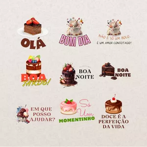 Imagem de capa para o Curso online Figurinhas Divertidas e Interativas para WhatsApp Confeitaria/Doces e Bolos