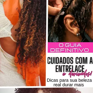 Imagem de capa para o Ebook O guia definitivo - Cuidados com entrelace, lace wigs, tranças e geral, box braids e dreads - Os segredos de duração máxima