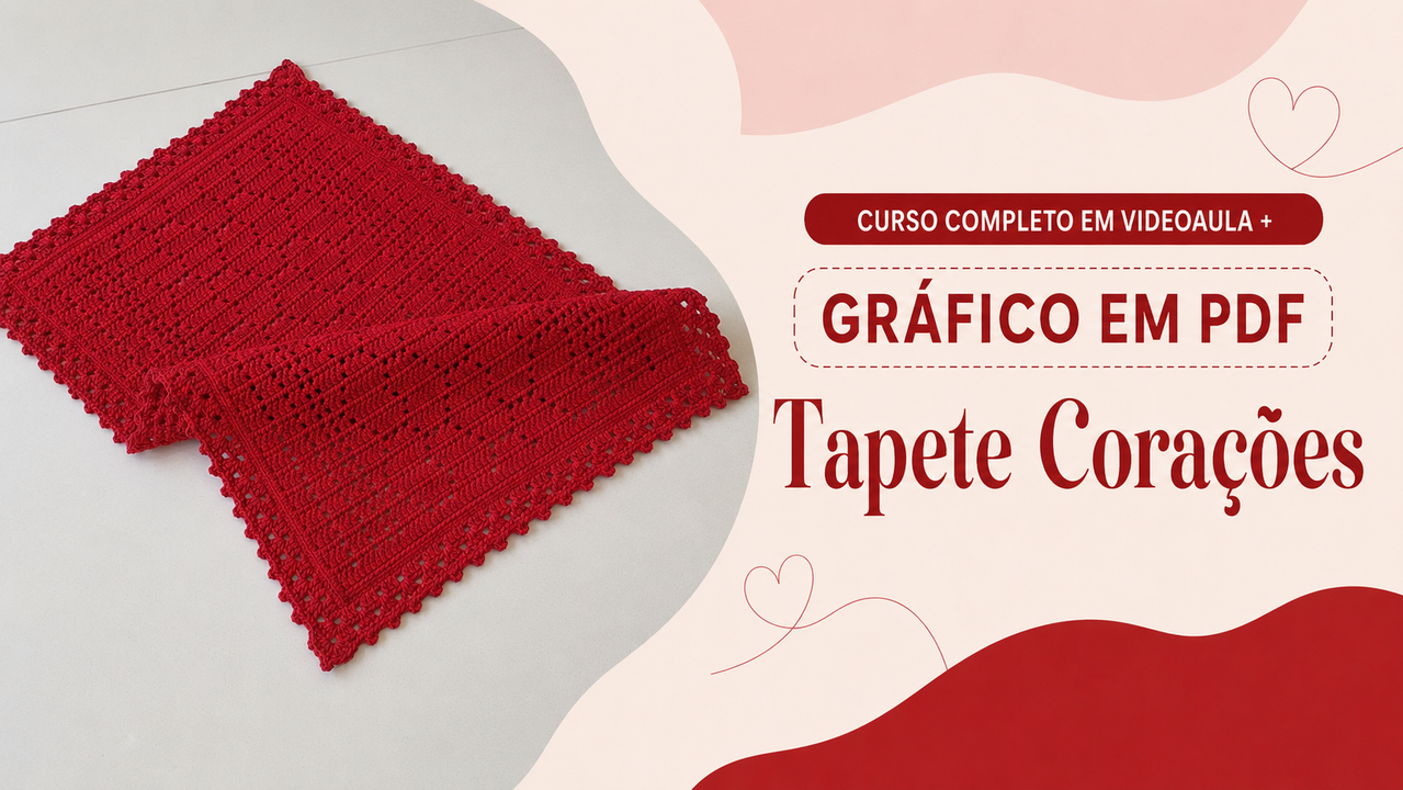 Curso Tapete Corações em crochê