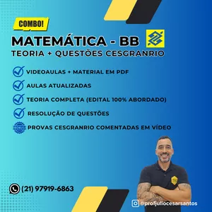 Imagem do curso Combo 1 - BB (Teoria Matemática + Questões de Matemática Cesgranrio)