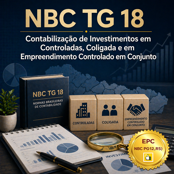 Imagem do curso NBC TG 18 - Contabilização de Investimentos em Controladas, Coligada e em Empreendimento Controlado em Conjunto (Pontuação no PEPC) - GRAVADO - 24/04/2026