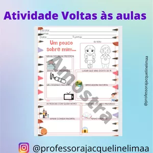 Imagem de capa para o Curso online ATIVIDADE VOLTA ÀS AULAS -UM POUCO SOBRE MIM...