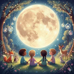 Imagen de portada para Ebook Canciones Infantiles Espirituales – Luna Llena Espiritualidad  Un viaje musical para el alma de los niños