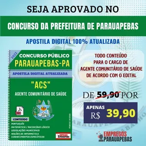 Curso APOSTILA CONCURSO PARAUAPEBAS 2022 - AGENTE COMUNITÁRIO DE SAÚDE