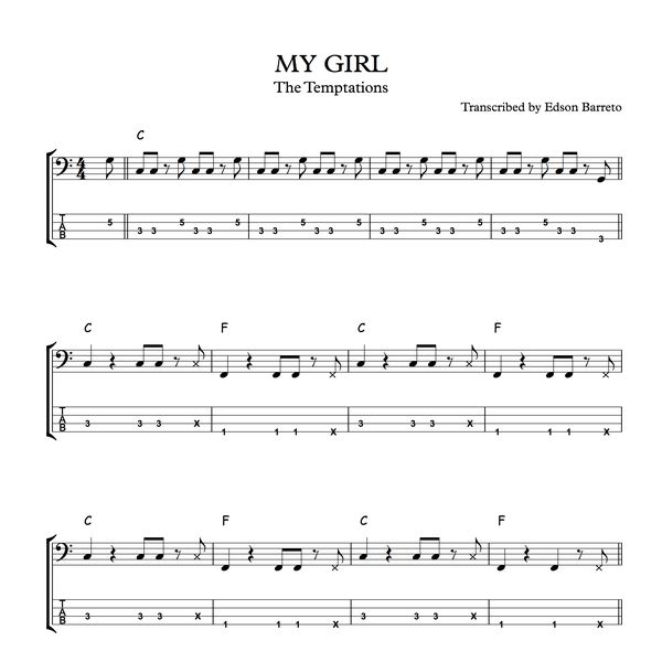 My Girl The Temptations Bass Transcription Score Tab Lesson Edson Renato Vitti Barreto Learn A New Skill Images Icons Pictures Hotmart