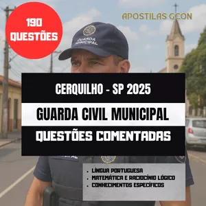 Imagem de capa para o Ebook Apostila de Questões Comentadas - Guarda Civil Municipal - Cerquilho - SP 2025