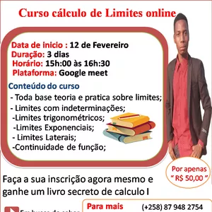 Imagem de capa para o Curso online Curso de cálculo&nbsp;de&nbsp;Limites&nbsp;online