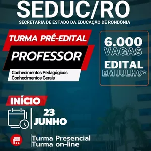 Imagem de capa para o Curso online Concurso SEDUC-RO - Turma Pré-Edital