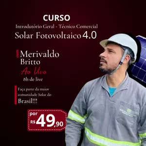 Imagem de capa para o Curso online Introdutório Geral Técnico Comercial Solar Fotovoltaico 4.0