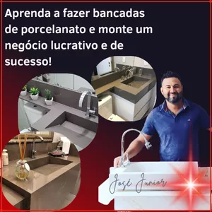 Imagem de capa para o Ebook Faça bancadas e pias de porcelanato e ganhe dinheiro de forma lucrativa!