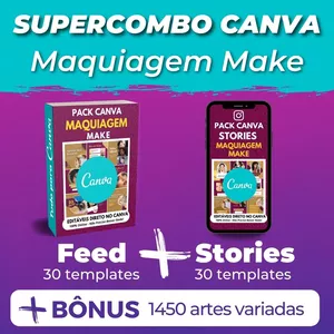 Imagem de capa para o Curso online Canva Supercombo Maquiagem Make Feed + Stories +Kits Bônus +1000 artes