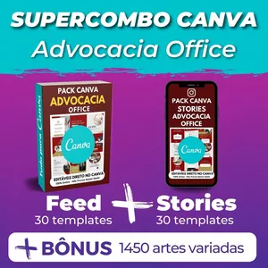 Imagem principal do produto Canva Supercombo Advocacia Office Feed + Stories +Kits Bônus +1000 artes