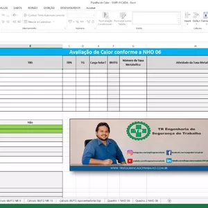 Imagem do curso Planilha para Calculo de Calor AUTOMÁTICO, atendendo a NHO 06, Anexo 3 da NR 9, Novo Anexo 3 da NR 15 e Aposentadoria Especial
