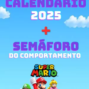 Imagem de capa para o Ebook Calendário 2025 + Semáforo do Comportamento - Super Mário