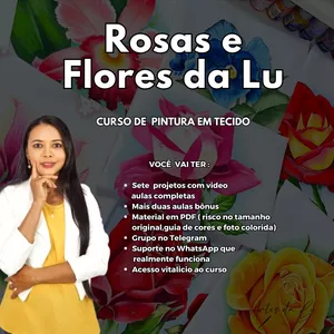 Imagem de capa para o Curso online ROSAS E FLORES DA LU - ESPECIAL PANOS DE COPA