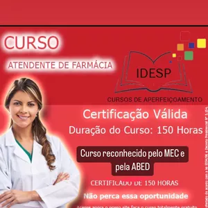 Imagem de capa para o Curso online CURSO DE ATENDENTE  DE FARMÁCIA  DROGARIA