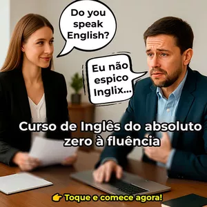 Curso Curso de Inglês do absoluto zero à Fluência - 07 módulos - 420 vídeos - Estude no seu tempo