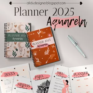 Imagem de capa para o Ebook Planner Aquarela Premium Canva 2025