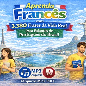 Imagem de capa para o Ebook Aprenda Francês com 3,380 Frases da Vida Real Para Falantes de Português do Brasil (Arquivos MP3, PDF)