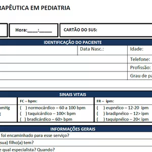 Imagem de capa para o Ebook Ficha de avaliação fisioterapia pediátrica