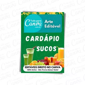 Imagem principal do produto Canva Pack Editável - Cardápio de Sucos + 5 Kits Bônus