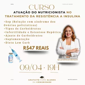 Imagem do curso ATUAÇÃO DO NUTRICIONISTA NO TRATAMENTO DA RESISTÊNCIA A INSULINA