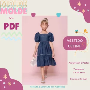 Imagem de capa para o Ebook MOLDE EM PDF VESTIDO INFANTIL CELINE 