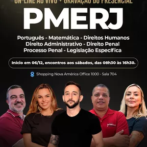 Imagem de TURMA PMERJ | ONLINE AO VIVO + GRAVAÇÃO DO PRESENCIAL (Aulas aos sábados) criado por Resenha Jurídica na hotmart