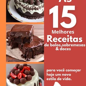 Imagem de capa para o Ebook AS 15 Melhores receitas,sobremesas e doces 