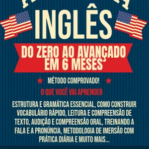 Imagem de capa para o Ebook APRENDA INGLÊS DO ZERO AO AVANÇADO EM 6 MESES - GUIA DEFINITIVO