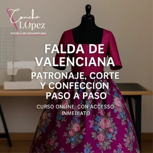 Imagen de portada para Curso online Falda de Valenciana – Patronaje, Corte y Confección Paso a Paso