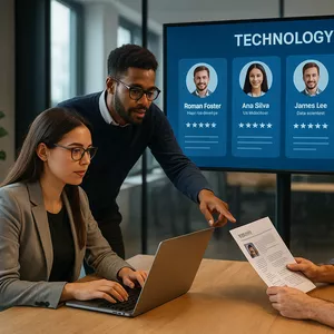 Imagem de capa para o Ebook Auxiliando recrutadores de tecnologia a atrair e reter novos talentos.