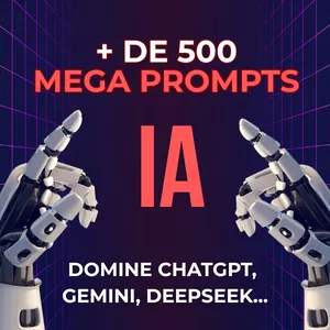 Imagem de capa para o Ebook +500 Mega Prompts para IA - ChatGPT, Gemini, Grok, Claude, Copilot e DeepSeek