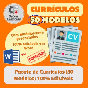 Imagem de capa para o Curso online Currículos (50 Modelos) Com Modelos Semi Preenchidos/ 100% Editáveis em Word + Software em Excel