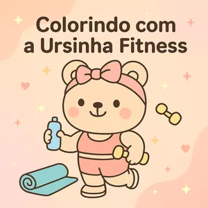 Imagem de capa para o Ebook Mini Pack de colorir - Ursinha Fitness