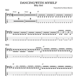 Cover image for Ebook DANCING WITH MYSELF (Billy Idol) Bass Transcription, Score &amp; Tab Lesson