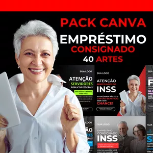 Imagem de capa para o Curso online PACK COM 40 ARTES DO CANVA - CONSIGNADO