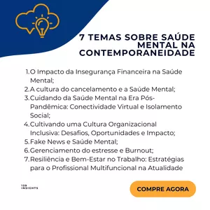Imagem de capa para o Ebook 7 Palestras prontas com os temas sobre Saúde Mental na Contemporaneidade.
