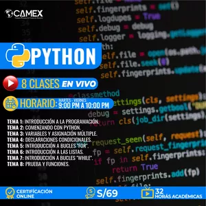Imagen de portada para Curso online CURSO DE PYTHON
