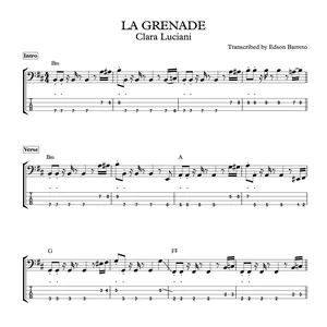 Cover image for Ebook LA GRENADE (Clara Luciani) Bass Transcription, Score & Tab Lesson